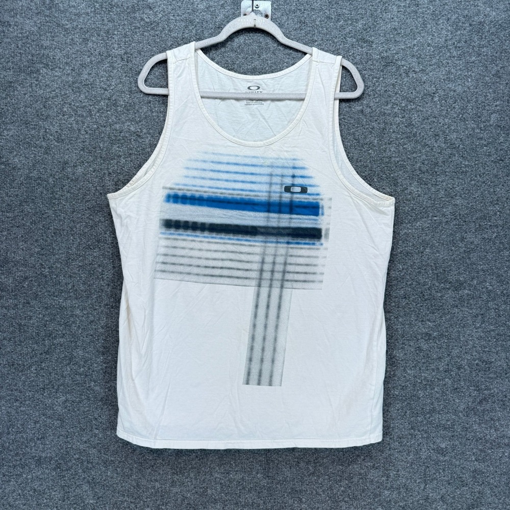 Oakley Tank Top Mens XL White Graphic Cotton Sleeveless Summer Shirt Y2K Vintage